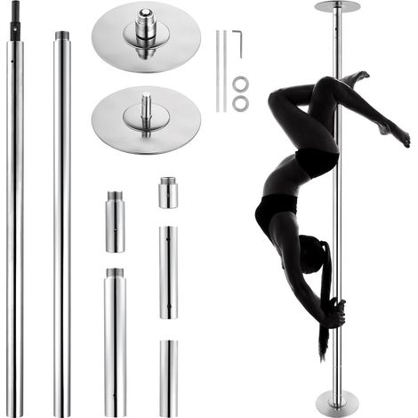 Barre de danse professionnelle, poteau tournant et statique, acier inoxydable 45 mm, hauteur réglable, portable et démontable, pour fitness, maison, club, gym. (1/5)