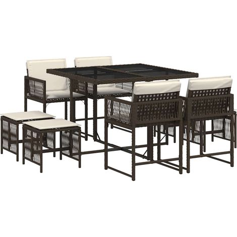 Maison Exclusive - Set comedor para jardín 9 pzas y cojines ratán (1/5)