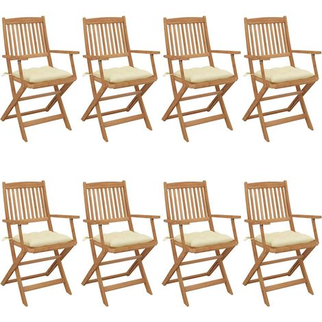 Set di 8 sedie pieghevoli con cuscini in legno massello di acacia vidaXL (1/5)