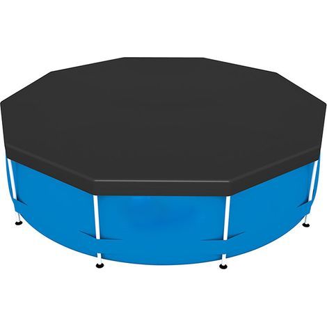 Thickened PE woven tarpaulin, waterproof rain cover, dust cover, ground mat, round and square fabric, pool cover, PVC cover, 305cm diameter, round pool cover, color box (1/5)