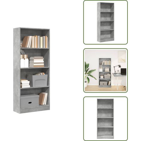 Libreria per ufficio - vidaXL Libreria Grigio Cemento 60x24x143 cm in Legno Multistrato - Libreria con scomparti