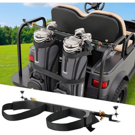 Golftaschenhalter (1370 x 195 x 60,5 mm) kompatibel mit den meisten 2+2-Rücksitzen mit 30,48 mm Vierkantrohren, verstellbarer Schlägerhalter für Rücksitzwagen mit Gurt, kein Bohren erforderlich (1/5)
