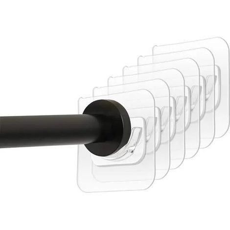 Support de barre de douche auto-adhésif, en forme de U, en ABS résistant à l'humidité, sans perçage, transparent, lot de 6 pièces (1/4)