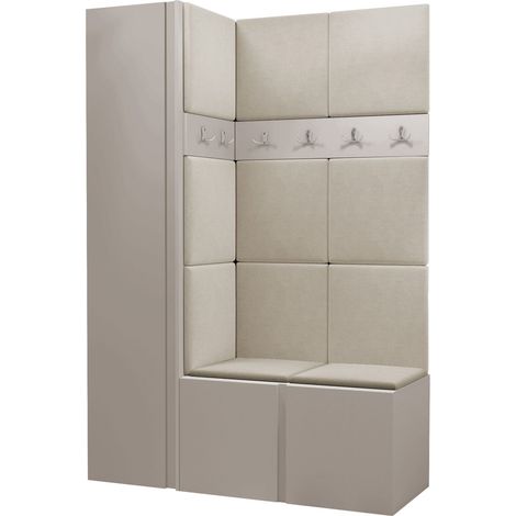 Conjunto para recibidor Pinis IX, Manila 02, 186x124x46cm, Aglomerado laminado, Tapiz, Colocada, Montada en la pared