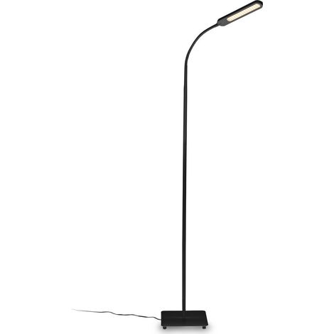 Lampadaire noir salon LED 6,5W, luminosité réglable tête flexible choix de lumière fonction TOUCH lampadaire moderne chambre bureau
