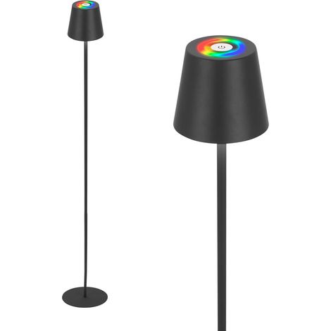 Lampadaire LED RGBW sans fil avec touche, intensité variable, batterie et source interchangeables, lampadaire à batterie, lampe de lecture, lampe de salon, plafonnier, 133 cm, noir (1/5)