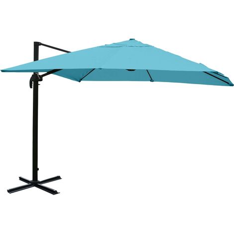 Gastronomie-Ampelschirm HHG-855, 3,5x3,5m (Ø4,95m) Polyester Alu/Stahl 25kg türkis ohne Ständer, drehbar