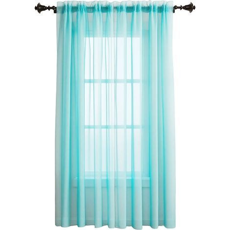 Voilages unis — Rideaux semi-transparents (Lot de 2) — Idéaux pour le salon, la chambre et la décoration de maison de vacances — 100 x 200 cm (1/5)