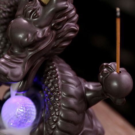 Brûleur d'encens à reflux en céramique, motif dragon chinois de bon augure (1/5)
