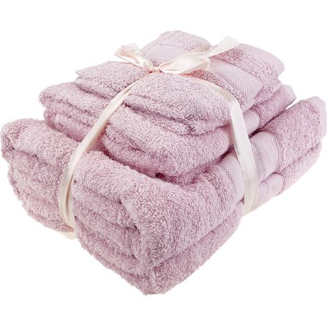 8 Piece Towel Bale Set 100% Cotton Bath Bathroom Towels Face Hand Soft BLUSH (1/2)