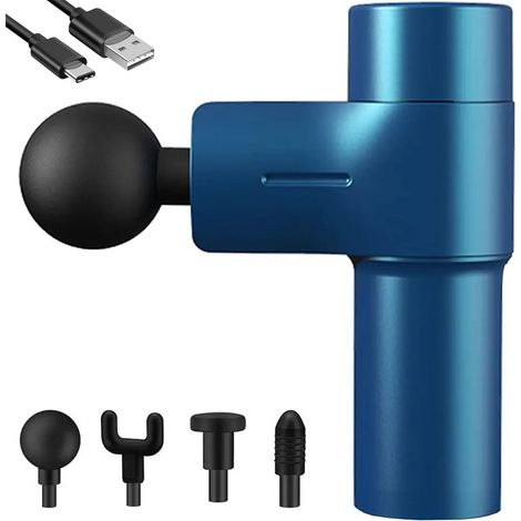Mini pistolet de massage - Masseur puissant pour les tissus profonds, masseur musculaire électrique portable à percussion, compact et idéal pour les voyages, pistolet de massage portatif pour les fasc