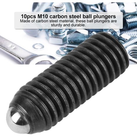 Lot de 10 ressorts à billes filetés M10 en acier au carbone, tête hexagonale creuse, tige 30 mm (1/5)