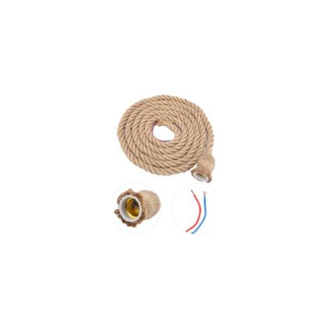Corde de chanvre 3m pour suspension E27 Abat-jour vintage en fil de cuivre Tension 85-265V Installation facile dans divers espaces