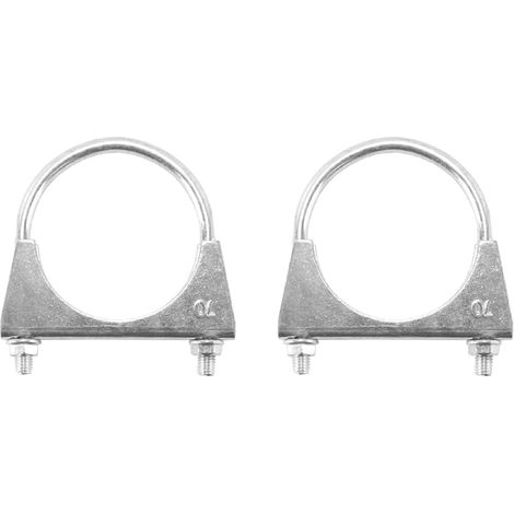 Colliers de serrage d'échappement 2 pièces 70 mm (2-3/4"), colliers de serrage en U en acier au carbone galvanisé, colliers spéciaux pour tuyau d'échappement (1/5)