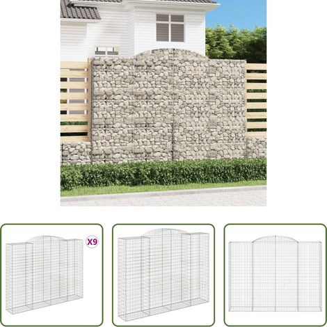 Schalldämmung -  Gabionen mit Hochbogen 9 Stk. 300x50x220/240cm Verzinktes Eisen (1/5)