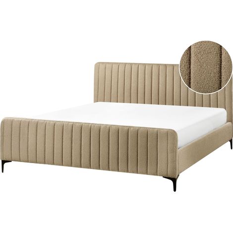 Bed Boucle LUNAN 180 x 200 cm (EU Super King) Taupe (1/5)