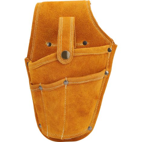 Ceinture porte-outils électrique portable multifonctionnelle en cuir de vachette jaune, kit de rangement pour outils (1/5)