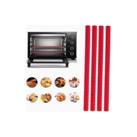 Ofenrostschoner – 4er-Pack hitzebeständige Silikon-Rostschoner zum Schutz vor Verbrennungen und Brandflecken, Küchenhelfer und Zubehör, 35,5 cm lang (Rot)
