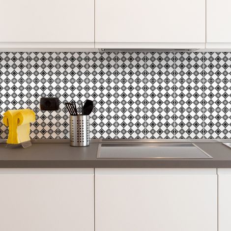 Sticker Mural Carrelage adhésif Cuisine Salle de Bain - 24 STICKERS CARREAUX DE CIMENT BOHÈME KISHA - 24stickers20x20cm (1/5)
