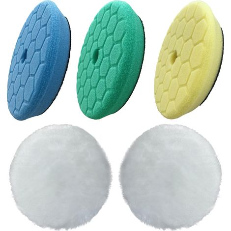 Paquete de 5 almohadillas de pulido orbital de alta resistencia de 6" para superficies pintadas con respaldo de velcro para placa de respaldo de 5,5".