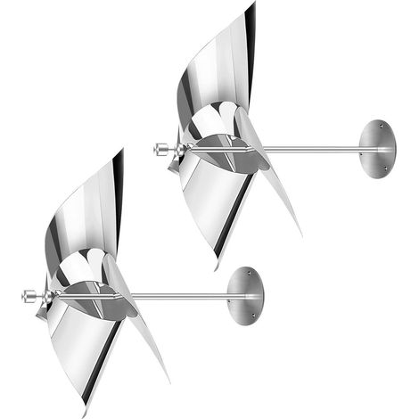 Lot de 2 répulsifs anti-oiseaux réfléchissants à énergie éolienne, en acier inoxydable, multifonctionnels et rotatifs, pour l'extérieur. (1/5)