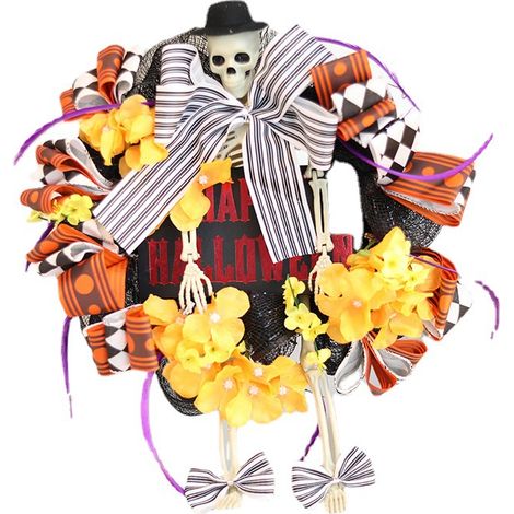 Halloween-Hut-Totenkopf-Girlande, Halloween-Türgirlande, Veranda-Fenster-Dekoration für drinnen und draußen