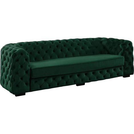 Divano 3 posti Chesterfield in velluto Verde scuro - STANLEY (1/3)
