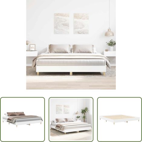 Holzbett - Bettgestell ohne Matratze Weiß 160x200 cm Holzwerkstoff (1/5)
