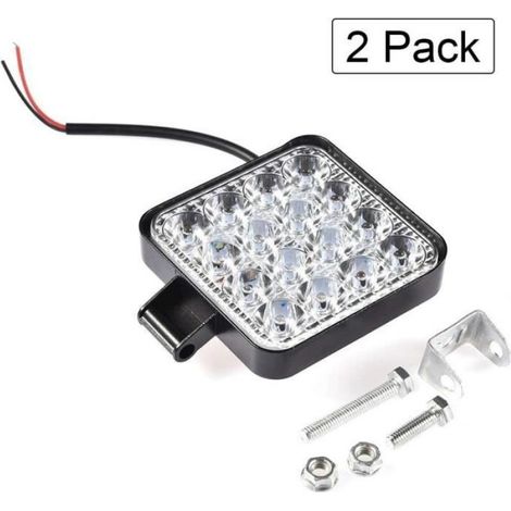 Phare LED 4X4 12v-24V, LED Feux 2PCS Phare De Travail 48W Feux Antibrouillard LED Barre De Travail pour Véhicule, Tracteur, Ca[620] (1/4)