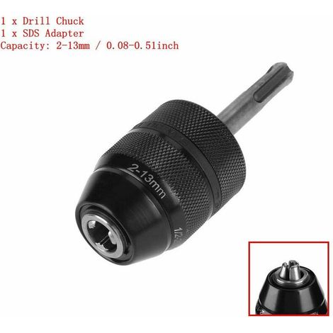 Schnellspann-SDS-Bohrfutter, 2–13 mm Kapazität, metallfreier Drehfutter-Konverter mit SDS-Adapterzubehör, Schnellwechsel-SDS-Schaft für elektrischen Hammer, BR-Life (1/4)