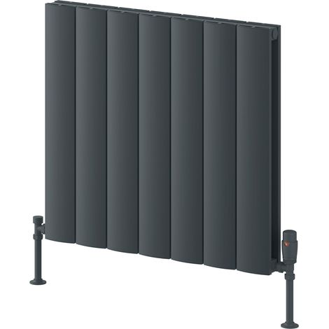 Reina Loco Double Horizontal Aluminium Radiator 600mm H x 660mm W - Anthracite (1/4)