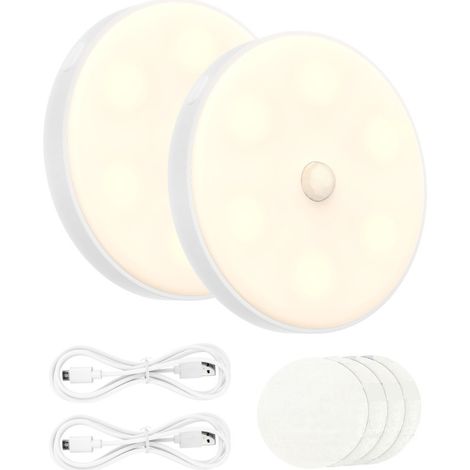Lámpara de inducción inteligente recargable por USB, luz nocturna magnética, lámpara de mesita de noche, luz para despertar, luz cálida, 1 W, paquete de dos (1/5)