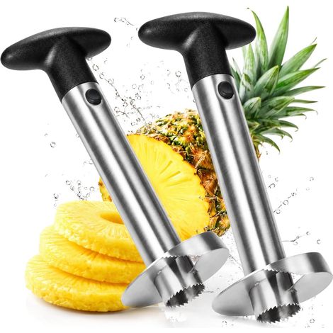 2x coupe-ananas 3 en 1 - épluche-ananas en acier inoxydable, va au lave-vaisselle - vide-ananas - vide-ananas avec lame tranchante (02 pièces - coupe d'ananas) (1/5)