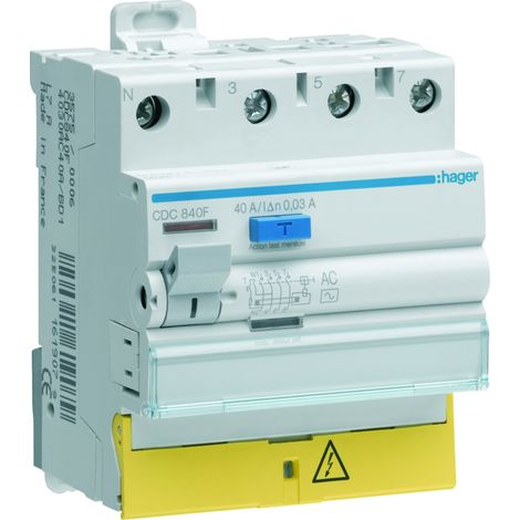 Hager CDC840F Fehlerstromschutzschalter 3P+N 40A 30mA weiß (1/5)