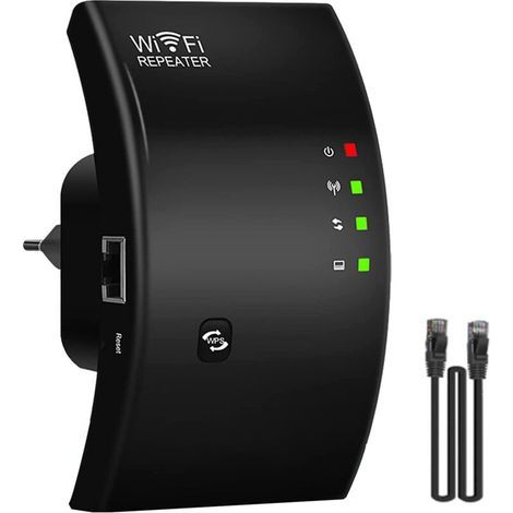 WiFi Signal Amplifier, WiFi Repeater, 300Mbps, 2.4G, WPS Function, LAN Port, Built-in Antenna, Black