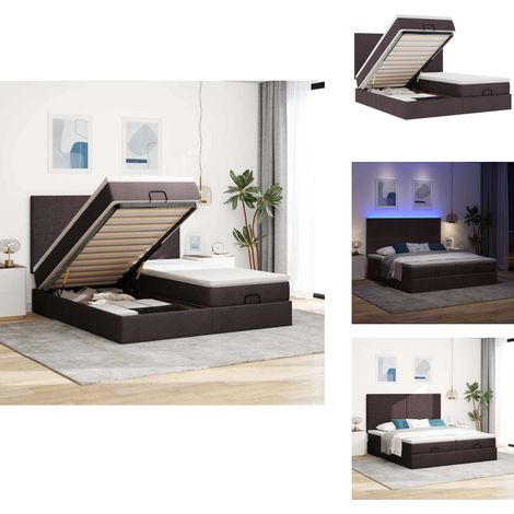 Cadre de lit ottoman avec matelas marron foncé 200x200 cm tissu - Lit Ottoman - Lits Ottomans - Cadre De Lit - Cadre De Lit Avec Rangement (1/5)