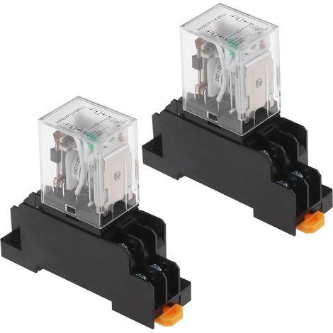 Relais Électromagnétique 12V - Lot de 2 - Plastique et Métal - Avec LED et Prise 8 Broches - Pour Moteurs et Compresseurs - 3,5x2,6x2cm (1/5)