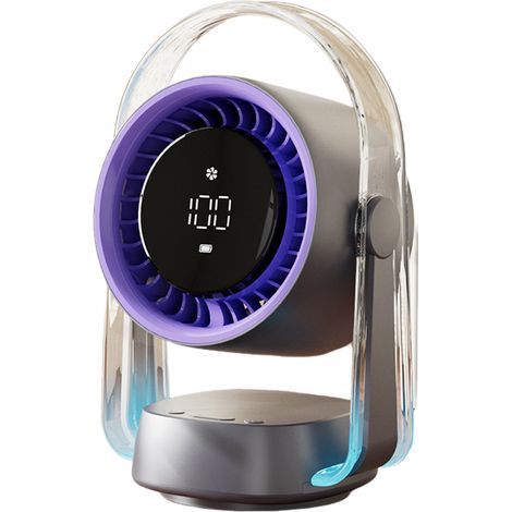 Ventilador de escritorio, ventilador de dormitorio, potente flujo de aire, 100 velocidades, funcionamiento silencioso, color morado. (1/5)