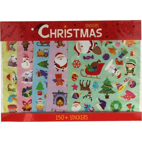 Adesivi classici di Natale con Babbo Natale, oltre 150 pezzi, 5 fogli. (1/2)