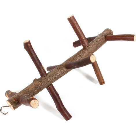 GARRYFIZH Support de perchoir à oiseaux en bois naturel, support de Cage, jouet, accessoires d'escalier d'escalade pour (1/5)