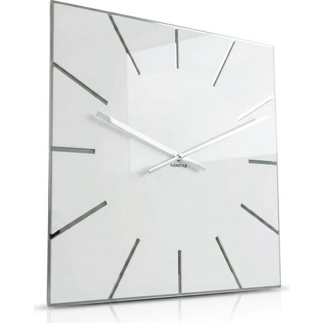 Grande Horloge Murale Moderne 50 cm, Verre Acrylique et Miroir Acrylique, Silencieux, Salon, Chambre à Coucher (Blanc) z119-2 (1/5)