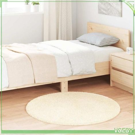 Tapis Shaggy - FAFEISY - NAVARRA - crème - 100x100 cm - polyester antidérapant (1/5)