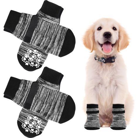 Chaussettes Anti-Dérapantes Chien Chat, avec Bandes de Réglables (1/5)