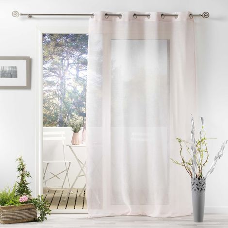 Rideau voile a oeillets 140 x 240 cm effet lin tissé Zazy Rose (1/4)