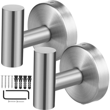 Wall Hooks for Hanging Clothes and Towels 2 Pieces Stainless