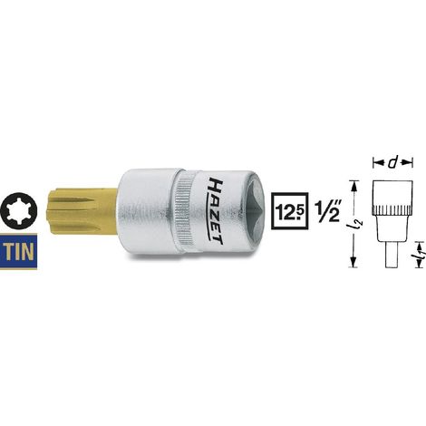 Hazet Schraubendreher-Steckschlüsseleinsatz 1/2 (12,5 mm) Vierkant hohl, Innen Keilprofil Ribe-CV, SW M12