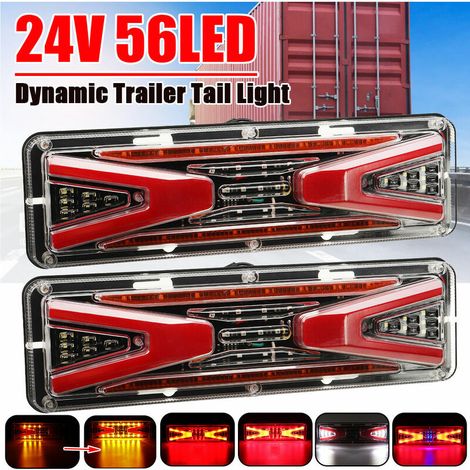 VURAHOME - 2pcs 24V dynamique LED voiture camion coulant feu arrière clignotant frein feu arrière pour remorque camion bus camping-car (24V) (1/5)