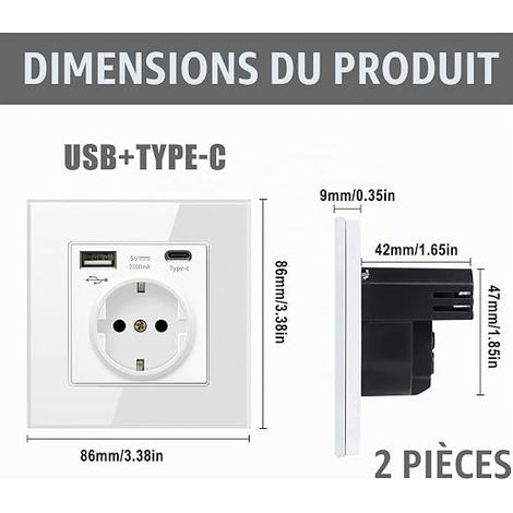 Wall Socket with Type C, Wall Socket with USB, Electric Socket (1/4)