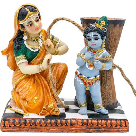 Reliure Krishna Murti Statue Divine du Dieu Hindou Krishna de 13 cm Peinte à la Main en polystone Sculpture Indienne Diwali Cadeaux Pooja Article Bureau Maison Temple Mandir Puja Décor (1/5)