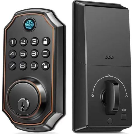 Smart Lock with Fingerprint & PIN Code, Emergency Key, Guest Codes, Automatic Locking - Wireless, Voice Guidance